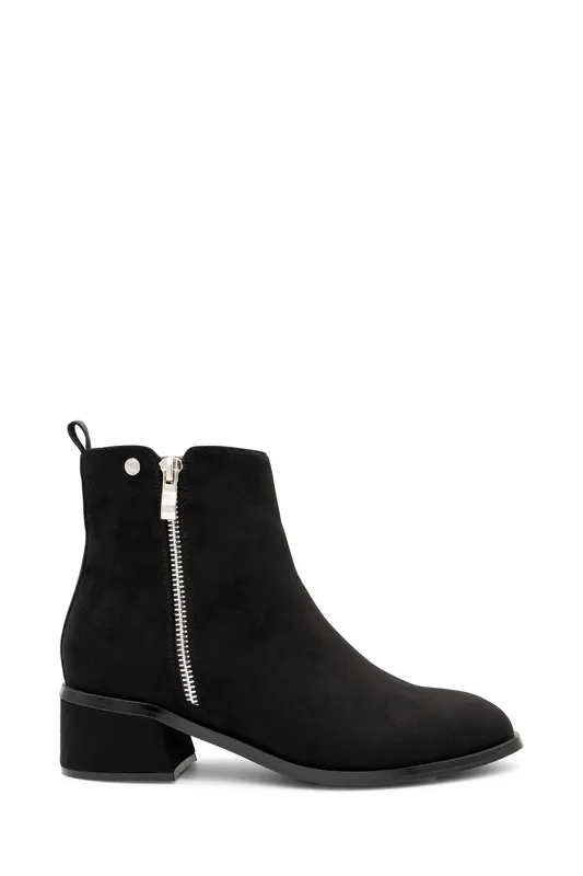 Ainsley' Micro Suede Mid Block Ankle Boot - Paradox London