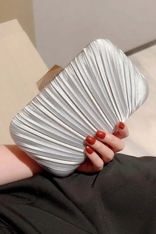 Evening Pleated Satin Bridal Wedding Prom Party Bag - AJVANI