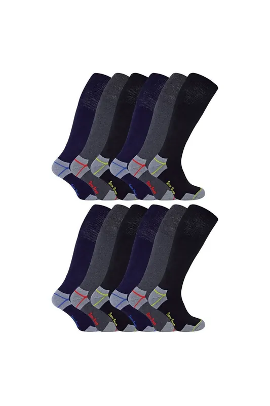 12 Pairs Knee High Cotton Rich Ultimate Work Socks - Sock Snob