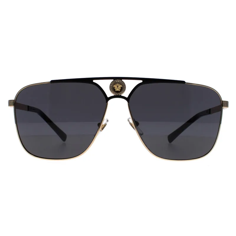 Rectangle Gold and Matte Black Dark Grey VE2238 - Versace