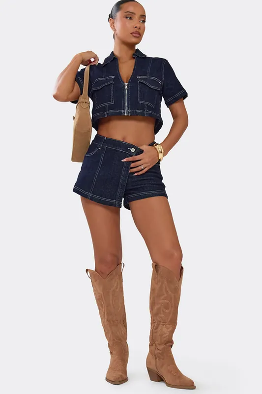 Knee High Embroidered Faux Suede Block Heel Boots - EGO