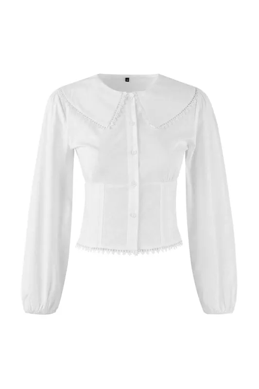 Poplin Shirt with Decorative Collar Detail - WOVCOR