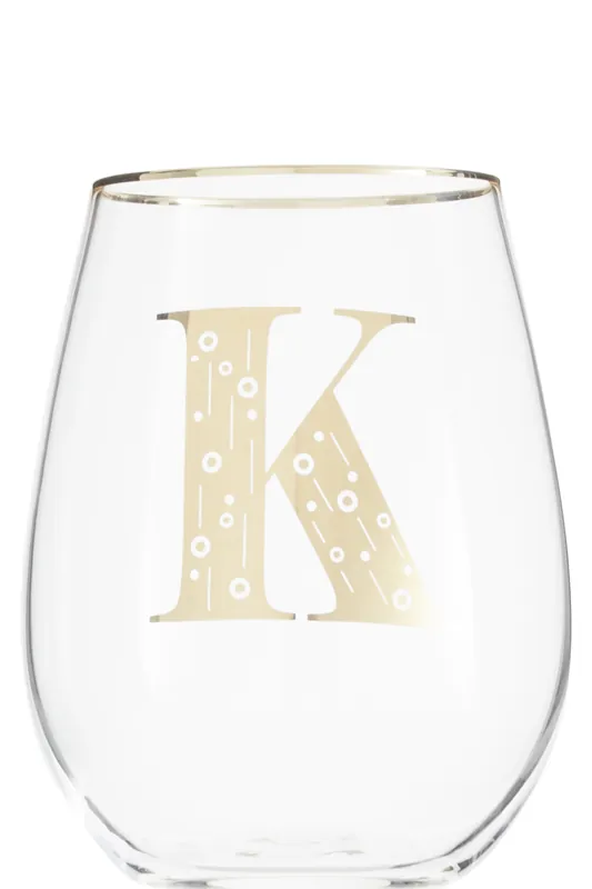 Versatile Letter K Curved Tumbler, Comfortable Grip Tumbler For Parties, Easy Sipping Restaurant Tumbler - Orsina