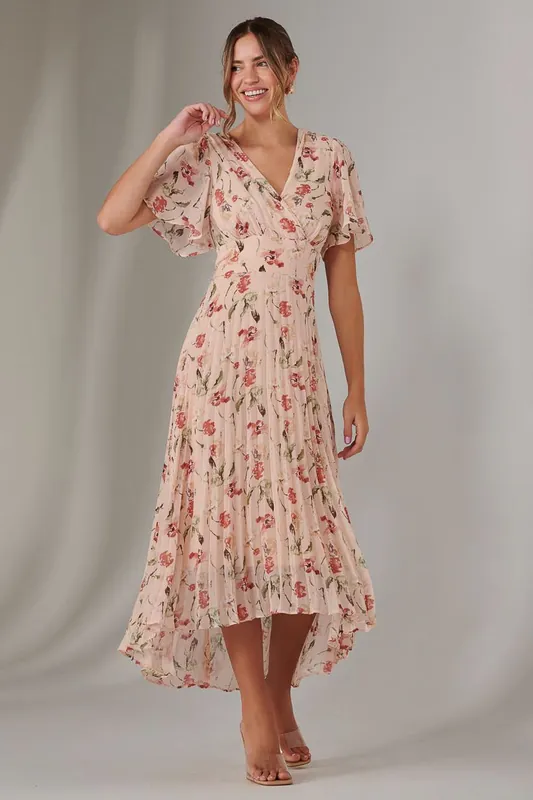 Charlotte Pleated Chiffon Midaxi Dress - Jolie Moi