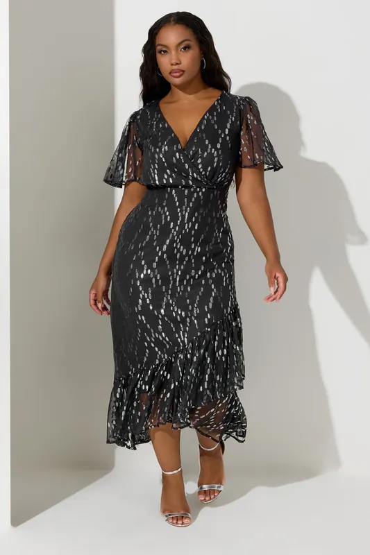 Metallic Dobby Wrap Dress - Yours