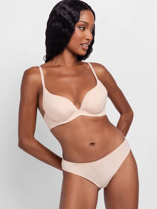 2-Pack Angie Push Up Plunge Black/Beige