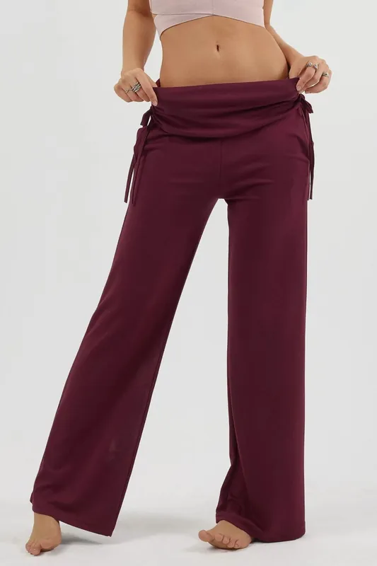 Modal Touch High Waist Wide Leg Pants with Gathering Detail - Hiccup