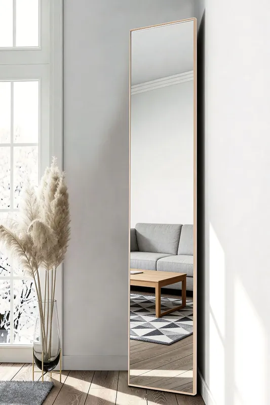 37cm W x 147cm H Gold Frame Over the Door Full Length Mirror - Living and Home