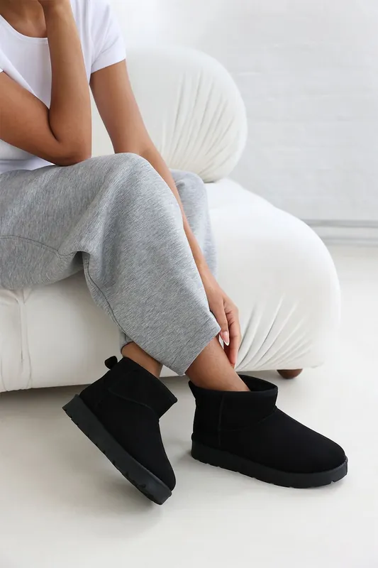 Taliah' Mini Faux-Suede Fur Lined Ankle Slipper Boots