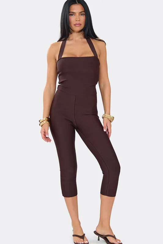 Sleeveless Halter Neck Bandage Jumpsuit - EGO