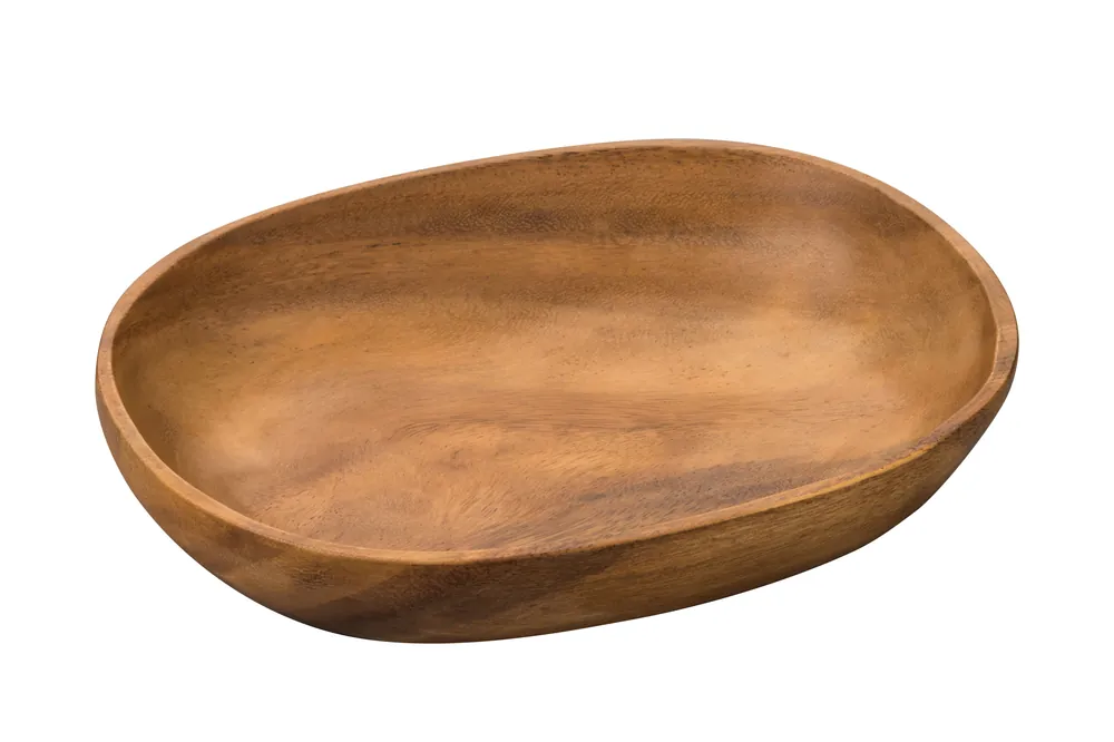 Orsina Acacia Wood Oval Serving Dish, Handcrafted Natural Wooden Bowl For Serving Snacks & Salads
