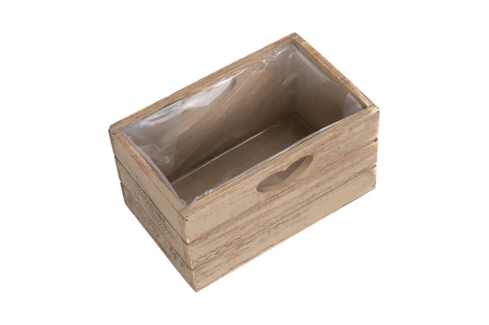 Oak Effect Wooden Planter with Plastic Lining - Red Hamper