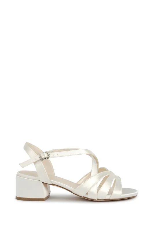 Bethany Wide Fit Block Heel Wedding Sandals - Paradox London