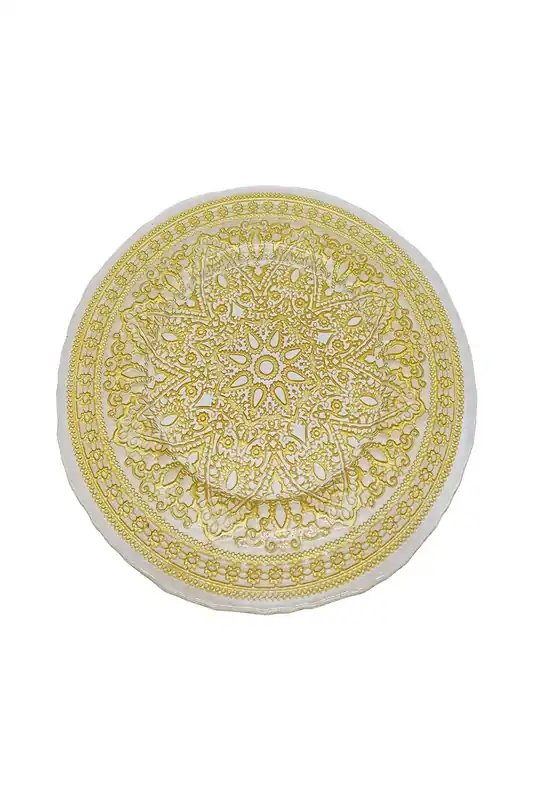 33cm Charger Plates Mandala Flower Design Glass Plates for Dinner Table Decoration - Neel Blue