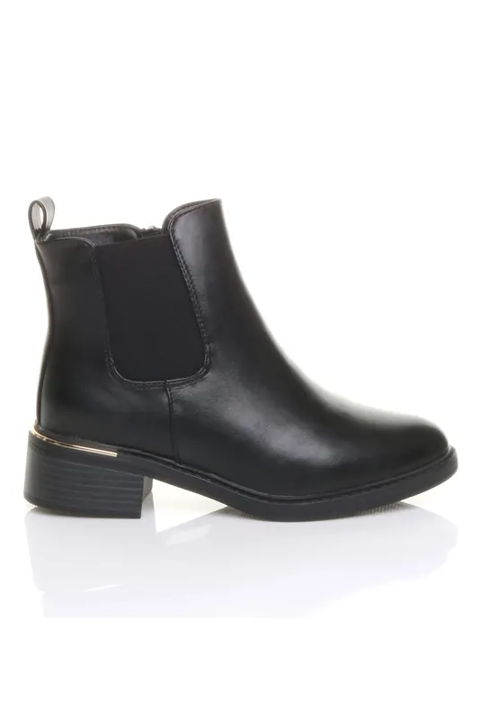 Low Heel Elastic Chunky Sole Zip Ankle Chelsea Boots - AJVANI