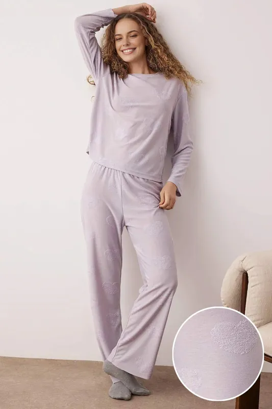 2-Piece Heart Print Pajama Set