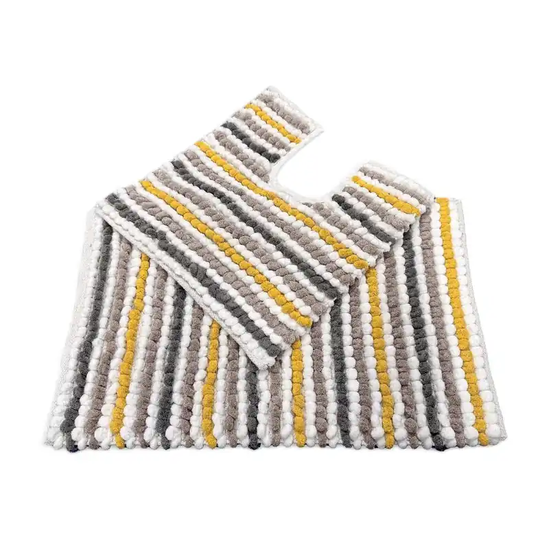 Chunky Bobble Striped Two Piece Bath Mat Set - Allure Bath Fashions