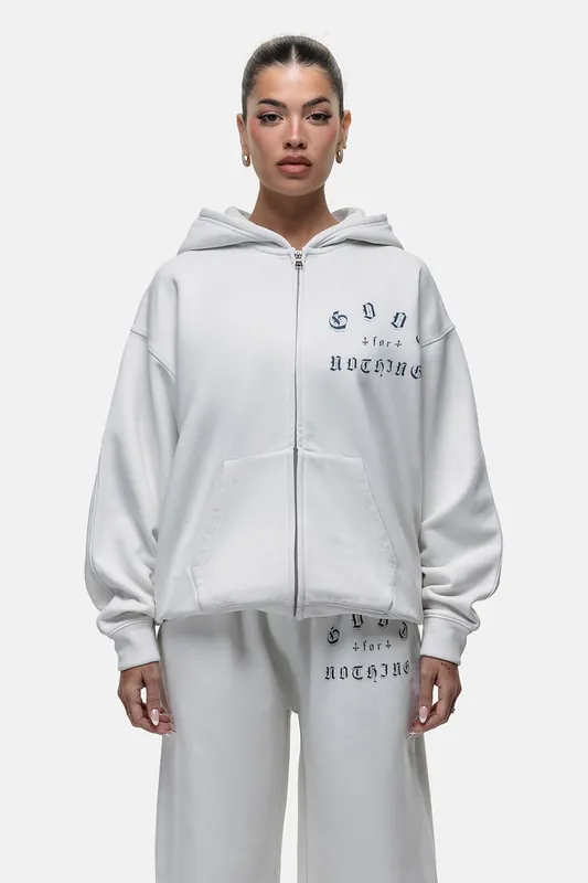 Spray Effect Relaxed Zip Through Hoodie - Good For Nothing