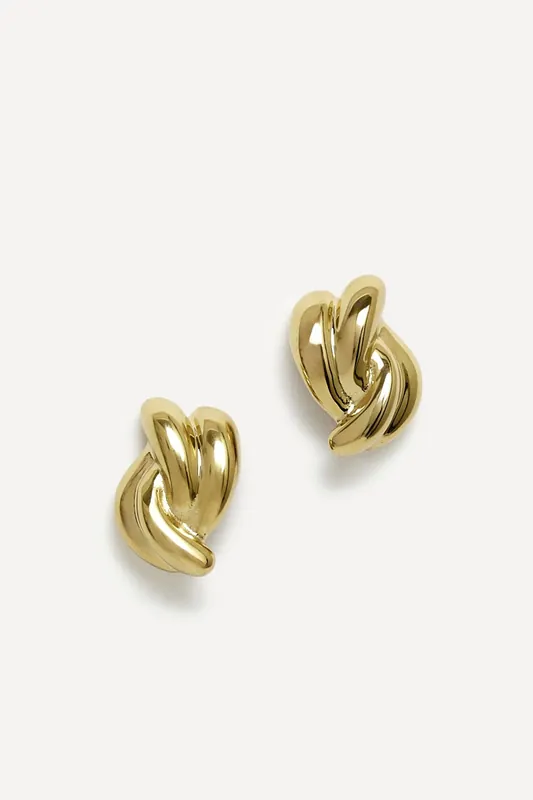 Twisted Gold Knot Twist Stud Earrings - Linzi