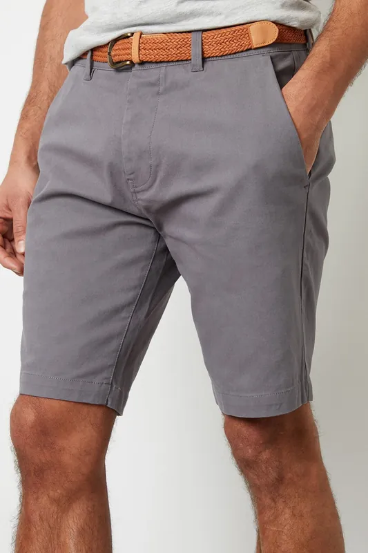 Conta' Cotton Turn-Up Chino Shorts with Woven Belt