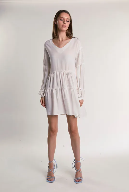White Tiered Mini-Dress