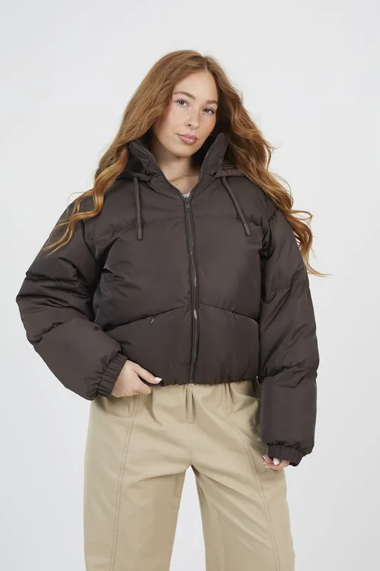 Oversized Hooded Short Puffer Jacket - Brave Soul