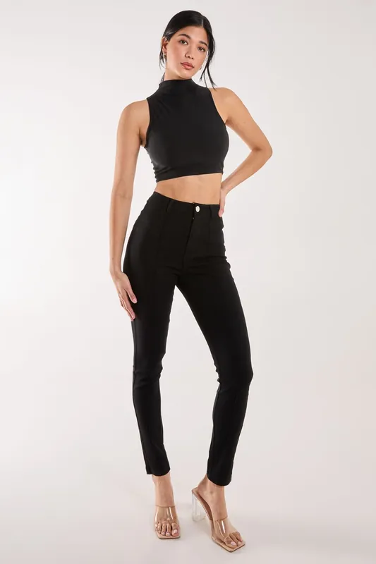 Slim Fit Seam Detail Trousers - Pink Vanilla