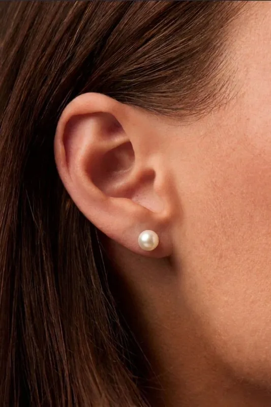 Gold Plated Pearl Stud Earrings - Serla