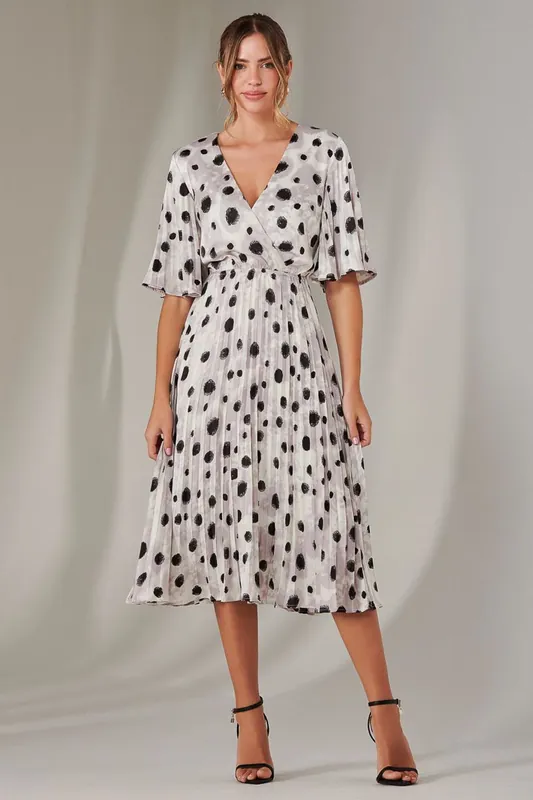 Pleated Wrap Midi Dress - Jolie Moi