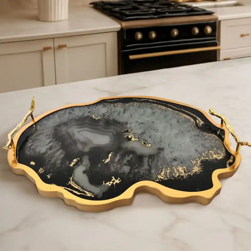Celina Black And Gold Tray - Orsina