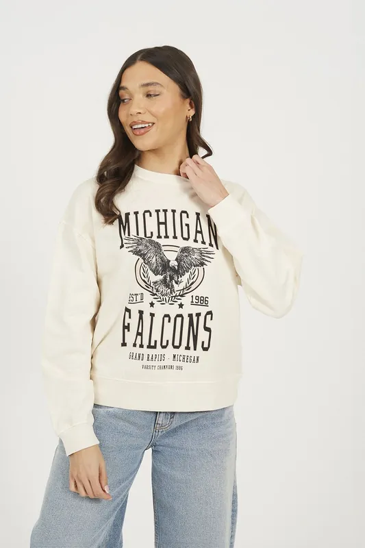 Acid Wash Graphic Print Sweatshirt - Brave Soul