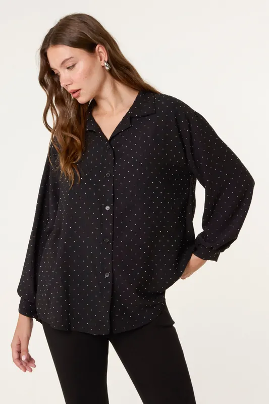 Black Diamante Shirt - Blue Vanilla