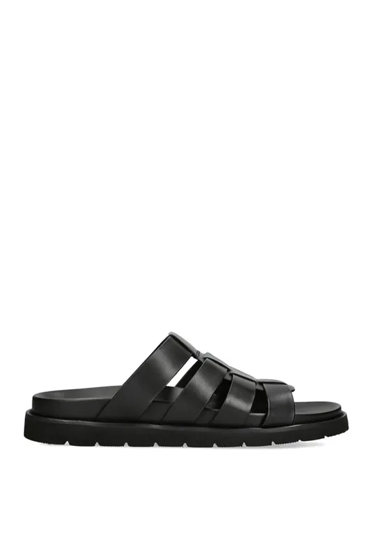 Ankara Black' Leather Sandals - STEVE MADDEN