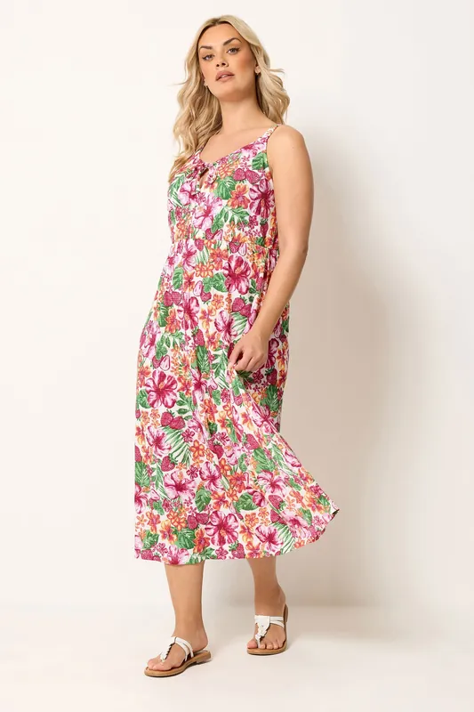 Tropical Print Keyhole Midi Dress - Yours