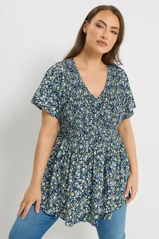 Ditsy Floral Shirred Top - Yours