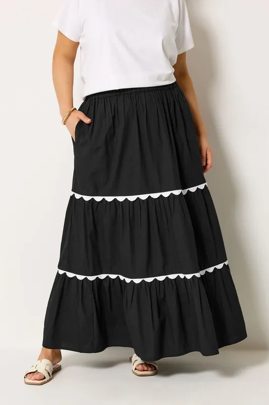 Scallop Detail Maxi Skirt - Yours