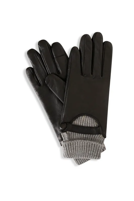 Real Leather Gloves with Knit Cuff - Barneys Originals