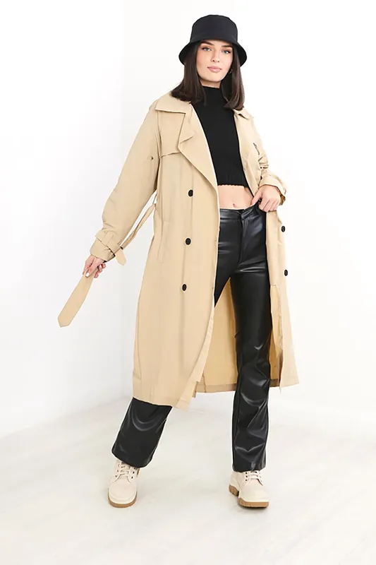 Belted Longline Trench Coat - Brave Soul