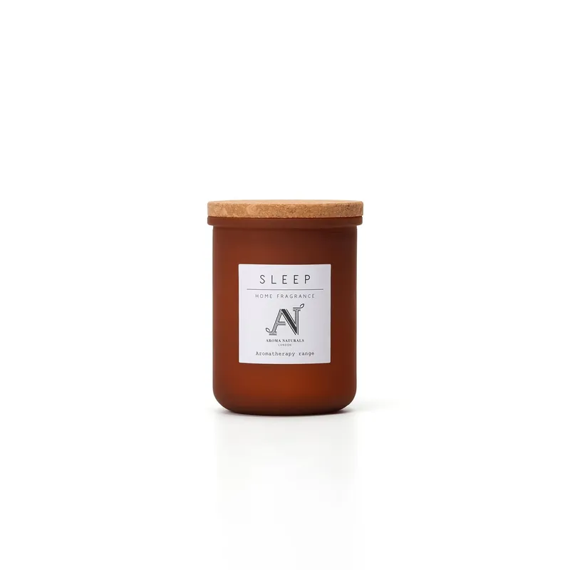 Sleep Scented Candle – Amber Glass with Cork Lid - Aroma Naturals