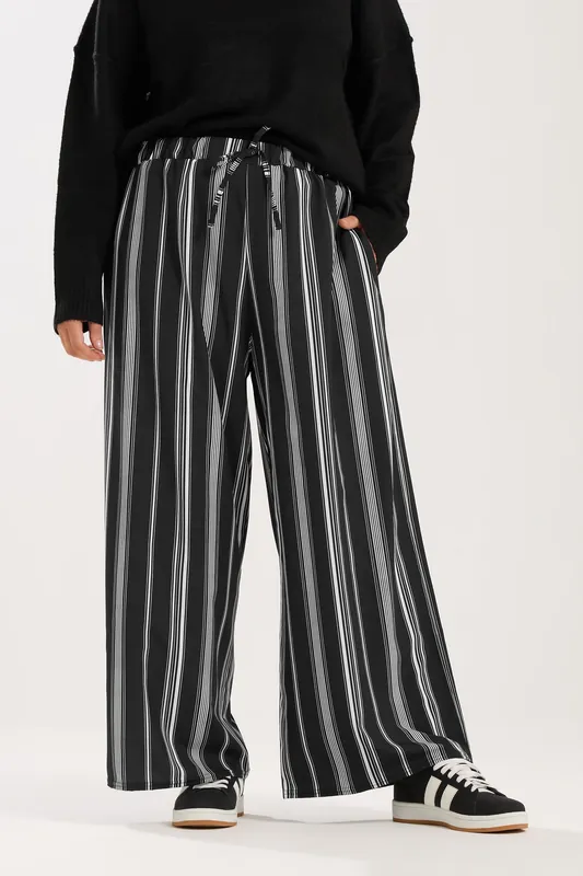 Stripe Wide Leg Trousers - Yours
