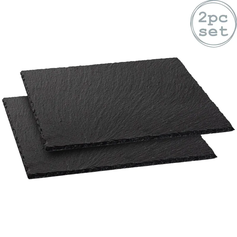 Square Slate Serving Platters 33cm Pack of 2 - Argon Tableware