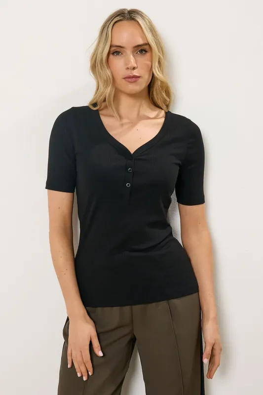 Tall Ribbed Henley Top - Long Tall Sally