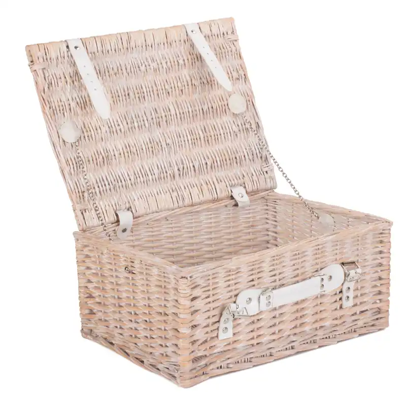 Wicker 41cm White Hamper - Red Hamper