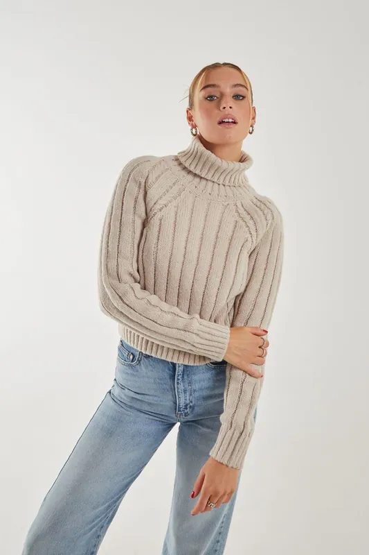 Thick Roll Neck Jumper - Pink Vanilla