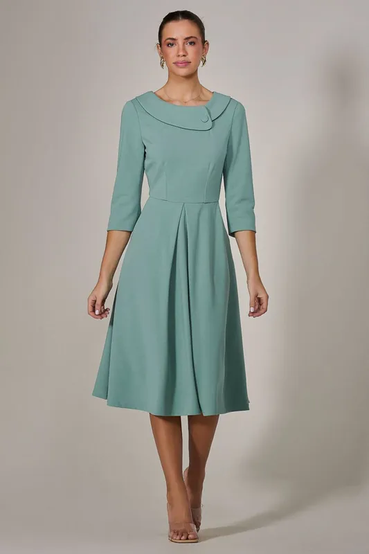 Roll Collar Long Sleeve Midi Dress - Jolie Moi
