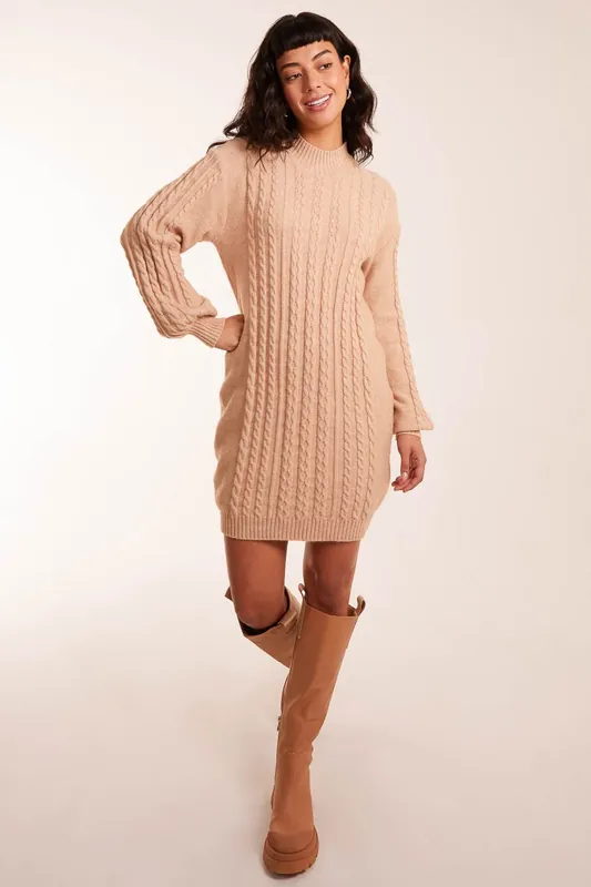 Cable Knit Dress - Blue Vanilla