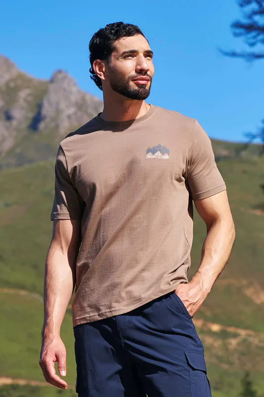 ’Mountain Peak’ Graphic Print UV Protection Short Sleeve T-Shirt