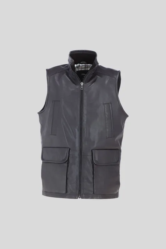 Lums' Genuine Leather Classic Zip-Up Waistcoat