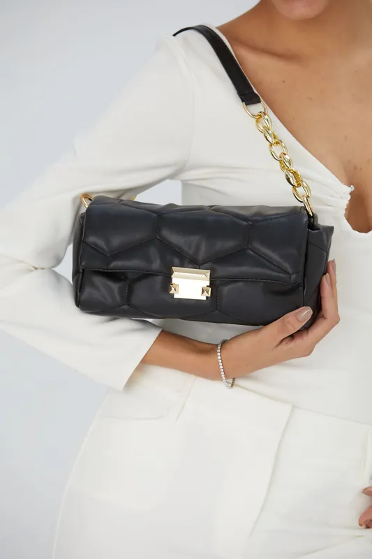 Quilted Pu Leather Shoulder Bag - Belissh