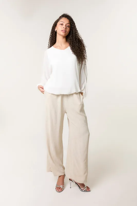 Stone Sparkle Wide Leg Trousers - Blue Vanilla